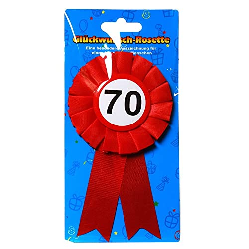 bb10 Schmuck Anstecker für 70. Geburtstag Glückwunschrosette Rosette als Verkehrsschildform mit Zahl 70 Anstecker zum 70. Jubiläum Cover