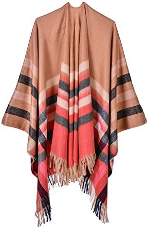 Timemory Womens Winter Solid Knitted Cashmere Poncho Capes Shawl Sweater