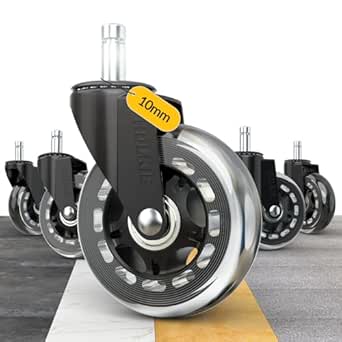 HOLKIE Bürostuhl Rollen für Bürostühle 5er-Set für Parkett Hartbodenrollen Boden 10x22 mm Transparent Schreibtischstuhl Gummirollen für Stühle als Computer-Gaming-Stuhl Bürostuhlrollen Sehr Leise