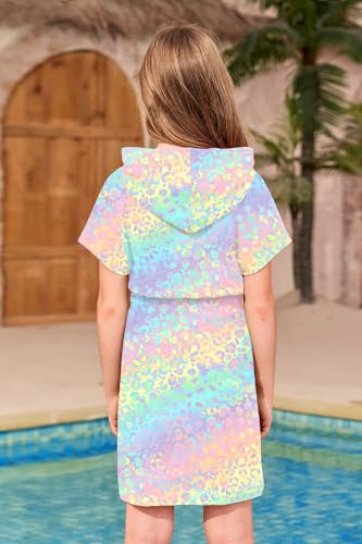 Image of BesserBay Girls Swim Cover Up Beach Bathing Suit Coverups for Swimwear Zip-Up Terry Cloth Robes with Sunglasses 6-14 Years