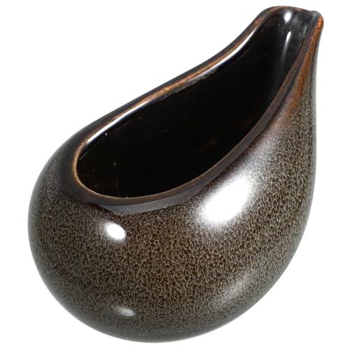 SHINYPASING Jarra de Cerámica para Servir Salsa de 100 Ml Color Gris Efecto Kilnburn, Pequeña Salsera para Hogar, Adecuado para Aderezos, Leche y Miel en Cocina
