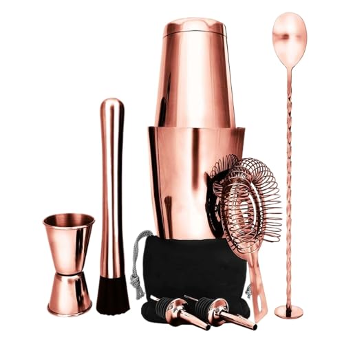 XHZMDWOU Boston Cocktail-Set 9-teilig Kupfer