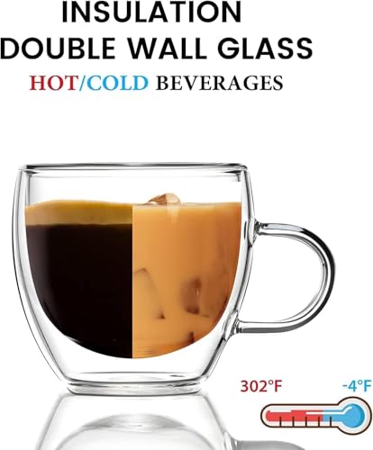 Image of Double Wall Glass Coffee Mug 250ml | Premium Borosilicate Glass Cup for Hot & Cold Beverages | Transparent Insulated Tea Mug | Elegant & Durable Coffee Cup for Home & Office