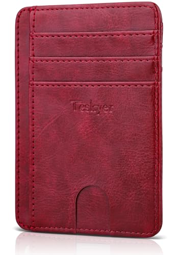 Image of Teskyer Slim Minimalist Wallet for Men, RFID Front Pocket Card Holder | Ultra Slim Front Pocket Design, 8 Card Slots, RFID Protection, Smooth Faux Leather for Everyday Carry