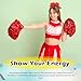 Hotop 3 Pcs 10 in Cheerleading Pom Poms and Large Cheerleader Hair Bow Cheer Pompoms Cheerleading Accessories for Sport Events Dance Party Basketball Football Team(Red,Glitter)