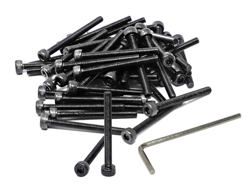 Image of iexcell 100 Pcs M3 x 30mm Thread Pitch 0.5 mm Alloy Steel 12.9 Grade Hex Socket Head Cap Screws Bolts Kit, Black Oxide Finish