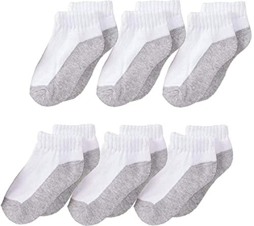 Fruit of the Loom Baby Boys Comfy 10 Pack Low Cut Socks, white/gray, Shoe Size: 1.5-4 (6-18 months)