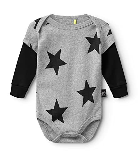 Nununu Long-Sleeve Bodysuit Onesie, Baby Girls And Boys, Heather Grey - Stars, 6-12 Months #TOP10