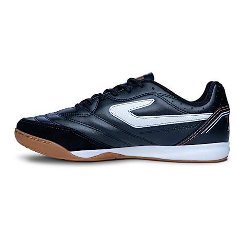 Chuteira Topper Maestro TD IV Futsal, Masculino, Preto/Branco/Dourado, 41