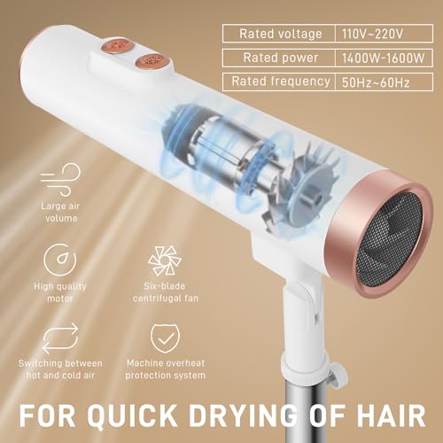 Kerty Lazy Hair Dryer Stand Hands Free, 2024 Newest Stand Up Hair Dryer with Adjustable Height and Angle, A New Way To Use Hair Dryers for Home, Women, Elderly and Children