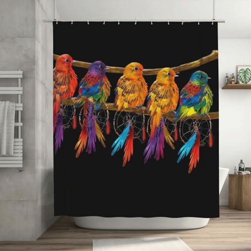 Rideau de douche oiseau 183x183 imperméable avec 12 crochets - 8