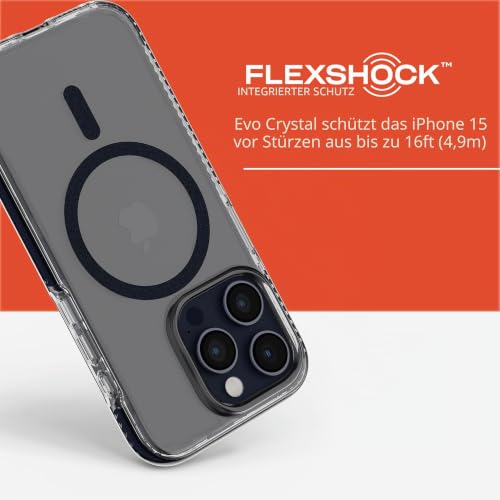 tech21 Evo Crystal für iPhone 15 Pro - Kompatibel mit MagSafe - Aufprallschutz Case - Blue Titanium – Ansicht 4
