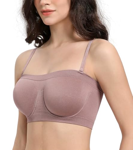 Image of Lemorosy Women's Invisible Seamless Non-Padded Underwire Bandeau Multiway T-Shirt Bra