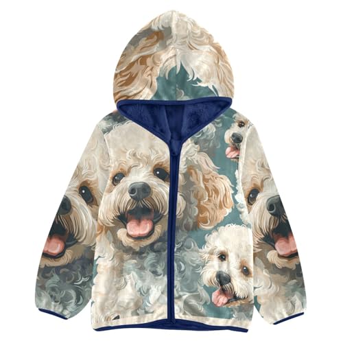 Cute Poodle Girls Fleece Jacket Girls Fall Jacket Girls Zip Up Hoodie Girls Sherpa Jacket 2-10T