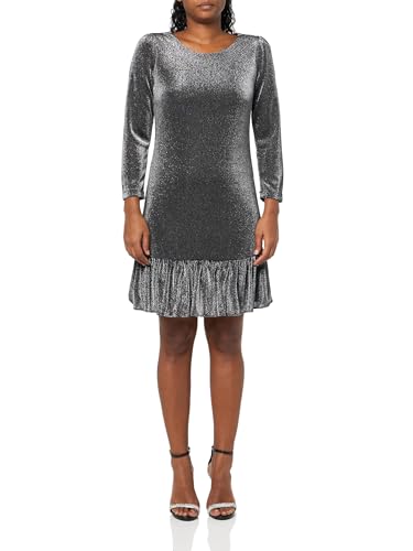 Robe Tommy Hilfiger femme 44 noire et argentée à manches 3/4 et tissu jersey stretch chic