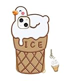JIATAY 3D Case for iPhone 6 Plus, Cute Cartoon Design with Camera Lens Protection, Thick Silicone Case (iPhone 6 Plus, Ice Cream Duck)