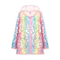 WELAKEN Girls Sequin Raincoat Waterproof Reusable Hooded Outwear Rain Jacket with Lining