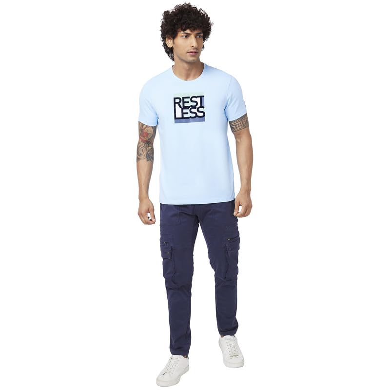Image of Spykar Men's Slim Fit Round Neck Half Sleeve Printed Casual T-Shirt