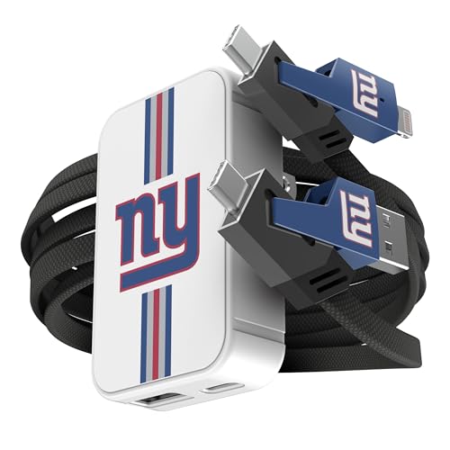 SOAR NFL Slim Wall Charger and 4 in 1 Multi Charging Cable New York Giants