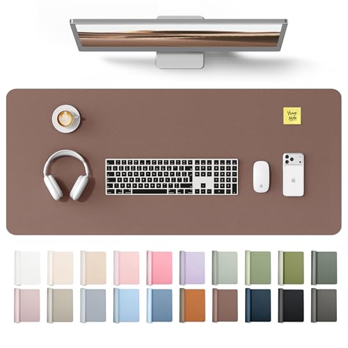 Image of YSAGi Leather Desk Protector, Office Mat, Large Mouse Mat, Non-Slip PU Leather Blotter, Laptop Desk Mat, Waterproof Writing Pad for Office and Home(Chocolate, 42 inch x 17.2 inch)