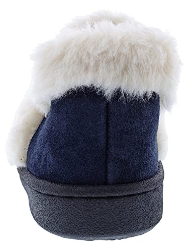 CLARKS Sarah Indoor and Outdoor Slipper Cozy Wool Mule Slip-On Fur Lined Clogs (6 M US, Navy Cow Suede)4