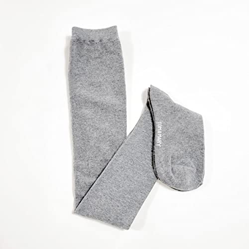 Image of Tom & Mary Women's Thigh High Socks, Combed Cotton (85%), Non-Slip, Soft, Stripe & Solid Colors, Over Knee Extra Long Socks (Grey) (3 Pairs)