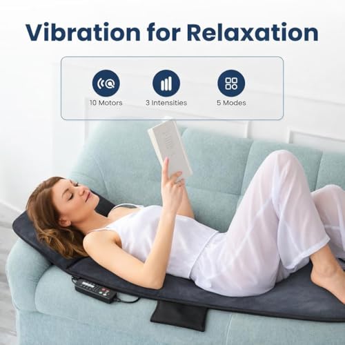 Image of COMFIER Full Body Massage Mat Pad for Bed, Massage Chair Pad with 10 Vibration Motors & 5 Massage Modes, Vibrating Heating Massage Mattress Pad for Back,Massager with Auto Shut Off, Velvet (Grey)