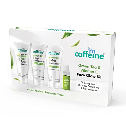 mCaffeine Vitamin C Facial Kit For Glowing Skin in Travel Friendly Size | Complete Face Care Routine with Face Wash, Face Moisturizer, Suncreen & Face Serum | Ideal for Self Use & Gifting