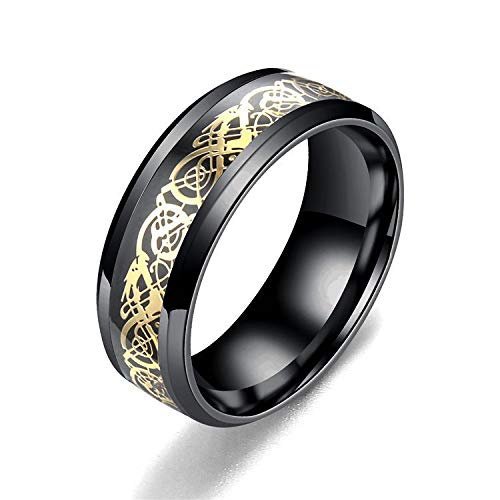 SHMAZ Ornement Titane Acier Acier Inoxydable Dragon Motif Bague Couple Bague Homme Cover