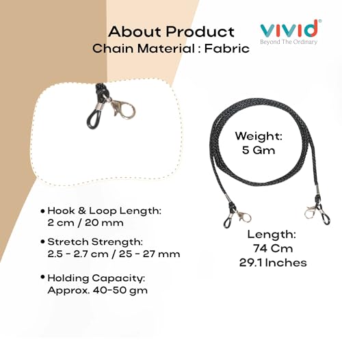 Image of Unisex Spec Holder Hook & Loop Anit Slip Eyewear Lanyard Fabric Strap Chain