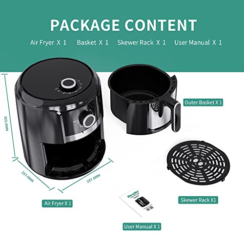 Besile 4.0Qt Air Fryer Oilless Cooker With Temperature And Time Control, 75 Recipes Auto Shut Off Feature, 1-Year Warranty, 1300W (Black) #TOP4