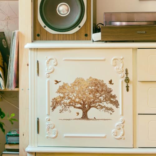 Peacoblue Rub on Transfer Decal Sticker for Furniture Craft Decor 15x30cm Gold Foil Tree with Scraper - Image 4