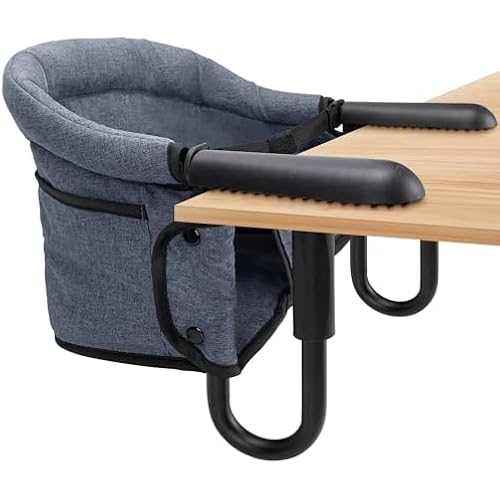 Hook-On High Chairs - Portable & Foldable for Babies 6-36 Months, Family & Travel Use with Carry Bag (Grey)