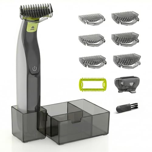 KIONCARE Guards Kit Plus for Philips Norelco OneBlade, with 1–6mm Guide Combs (6 Sizes), Replacement Body Comb, Protective Cap and Organizer Stand, Black