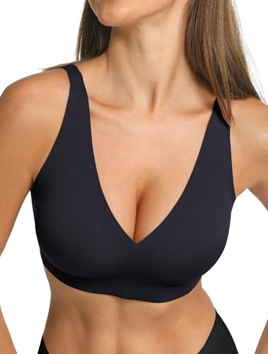 COMFELIE Women Plunge No Underwire Bra Deep V Seamless Supportive Bras Buttery Smooth Comfort Sexy Bralettes Underwear