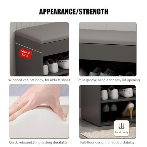Banc à chaussures compact pour entrée étroite avec étagère de rangement basse - 7