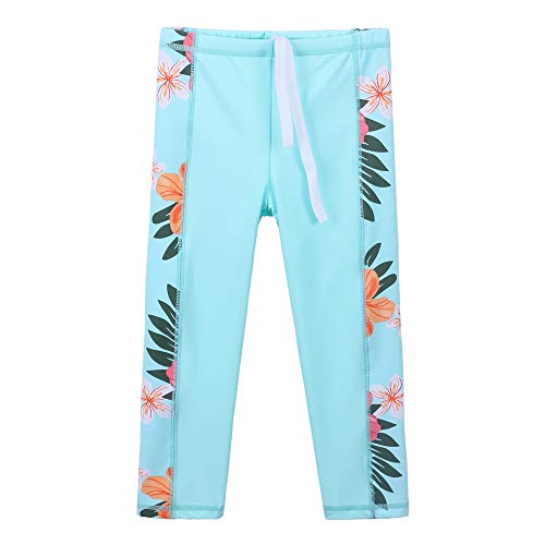 Girls Two Piece Swimsuit Floral Upf 50+ Rash Guard Set Kids Swimwear S247_Cyanflower_10A #TOP3