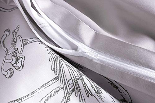 MILDLY Bedding Floral Duvet Cover Sets Twin Size, 100% Egyptian Cotton Duvet Cover with Zipper Closure and one Pillow sham, Botanical Floral Flowers Pattern Printed, Nax