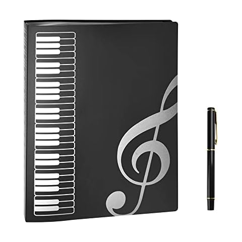 WUHEECOME A4 Size Music Sheet Folder 80 Pages Music File Folder Blank Plastic Concert Choral Folder Piano Music Score Folder Music File Storage Folder Song File Clef Paper Storage for Musicians & Band Cover