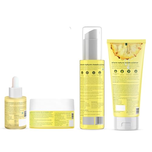 The Plant Fix Plix | Pineapple De-Pigmentation Regime with Pineapple Exfoliation Fruity Toner, Pineapple Juicy Cleanser, Pineapple Depigmentation Dewy Serum, & Smoothie Moisturizer