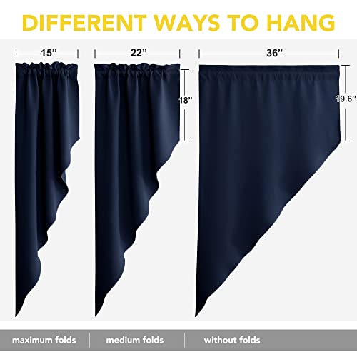 Nicetown Blackout Kitchen Window Curtains - Thick Tailored Scalloped Valance/Swags Window Decorations Curtains For Living Room/Bay Window (Navy, 1 Pair, W36 X L63 Per Panel) #TOP2