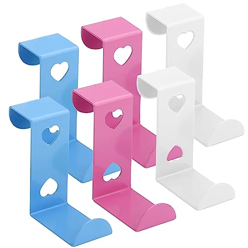 WUBAYI 6Pack Over Door Hangers & Hooks, Stainless Steel Heart-Shaped Heavy-Duty Hangers for Coats Towels, Bags, Fits Bedroom