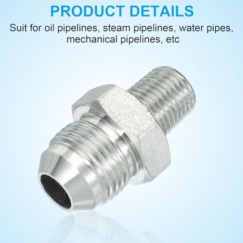 Image of PATIKIL Pipe Adapter Connector 3 /4 inch Male 74 Flare JIC x 1 /4 inch Male R Pipe Fitting 2 Pcs Oil Feed Restrictor Fitting Hydraulic Connector for Oil Steam Water Pipelines System