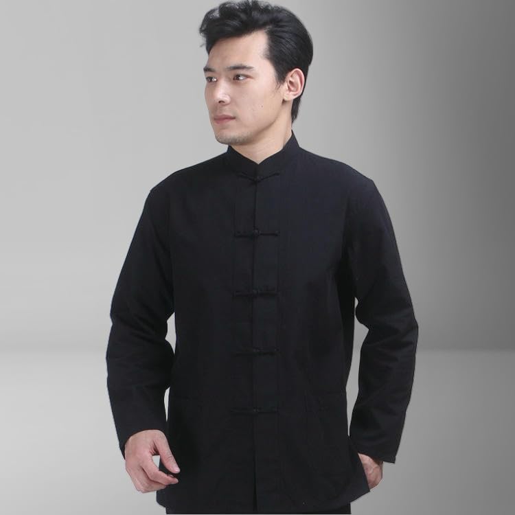 Bata de algodón para hombre con botones de estilo chino Hanfu casual 6