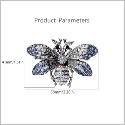 Image of Rhinestone Brown Bee Brooch Pin for Women Girls Vintage Blue Insect Wing Animal Lapel Pins Cute Dress Accessories Birthday Christmas Wedding Jewelry Gift