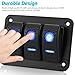 Bittwee Marine Switch Panel, Waterproof 12V 24V DC 3 Gang 5 Pin Aluminum ON Off Pre-Wired Rocker Switch Panel, LED Light Toggle Control Accessories, Compatible with RV Automotive Boat