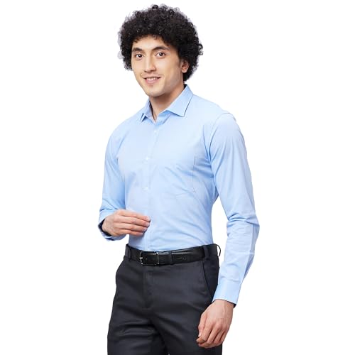 Image of Park Avenue Men's Slim Fit Pure Cotton Solid Pattern Semi Cutaway Collar Full Sleeve Formal Shirt