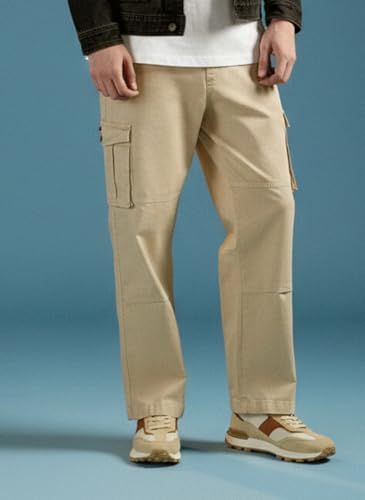 Image of Vogaan Men's Cotton Cargo Pants | Casual Trousers for Men | Comfortable Lower for Men | Breathable Pants with 6 Pockets