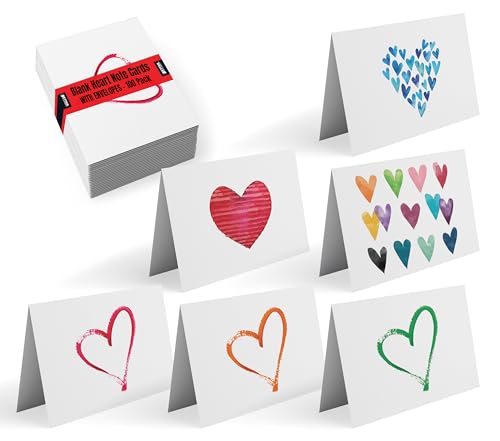 Better Office Products 100-Pack All Occasion Greeting Cards, Assorted Blank Note Cards, 4 x 6 inch, 6 Contemporary Heart Designs, Blank Inside, with Envelopes, 100 Pack