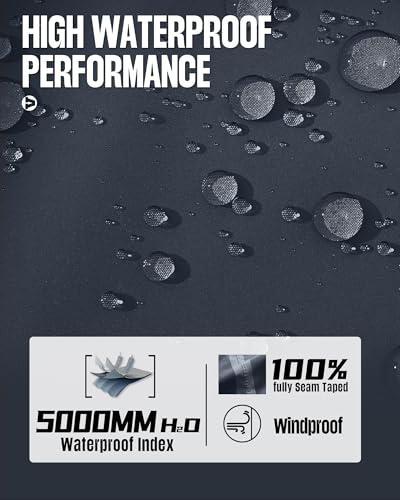 Image of 33,000ft Men's Packable Rain Jacket Waterproof Lightweight Raincoat Rain Shell with Hood for Outdoor Hiking Golf Travel